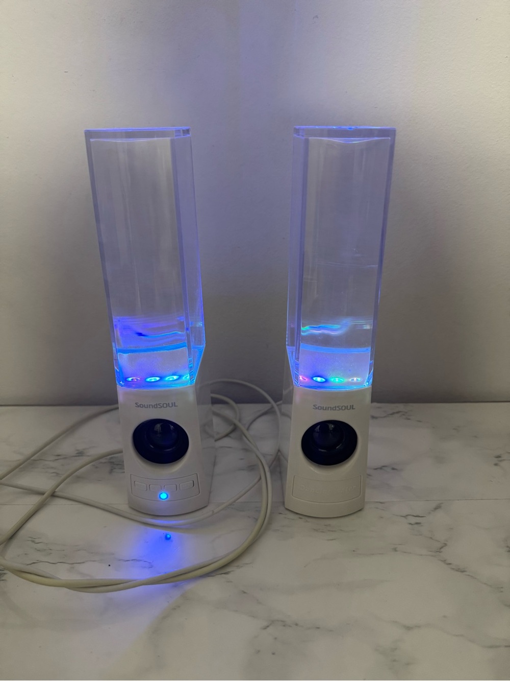 SoundSOUL Water Dancing LED Speakers - White with Blue Lights